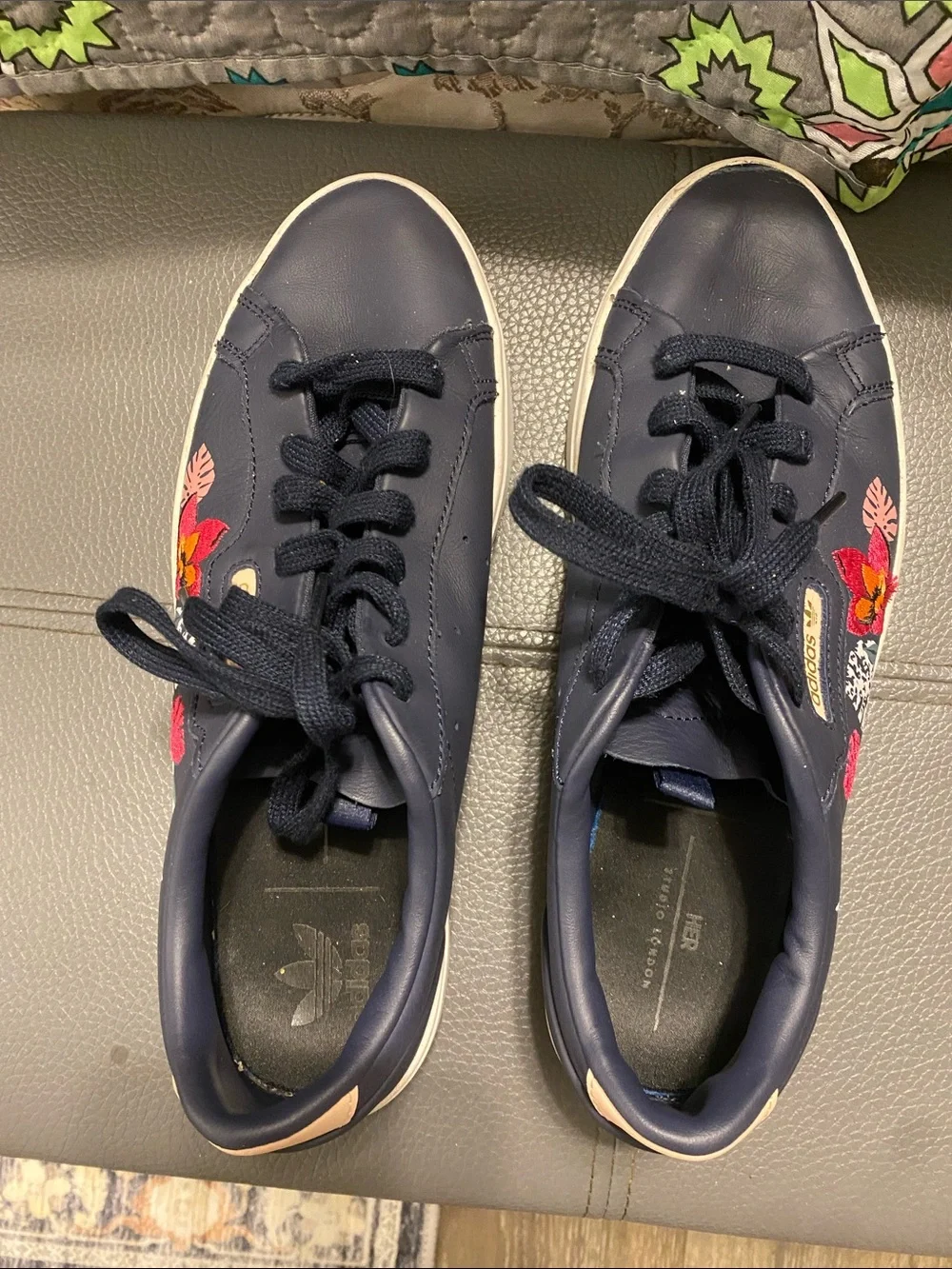Adidas Her Studio London Navy Sneakers with Floral Embroidery
